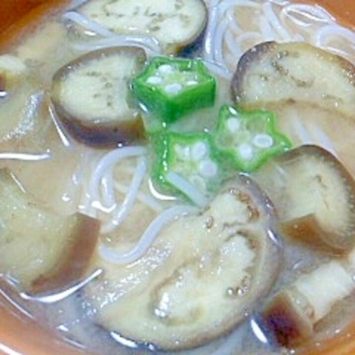 ナスとオクラのそうめん味噌汁 レシピ 作り方 By イ シュリー 楽天レシピ